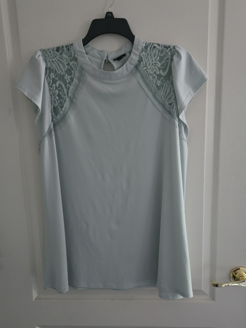 torrid Light Blue Lace Shoulder Cap Sleeve Top